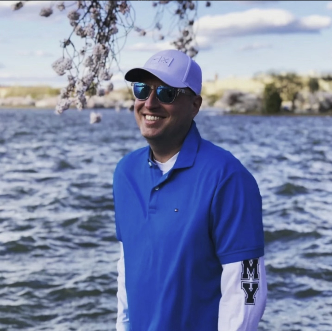 Andrew at the Tidal Basin during cherry blossom season