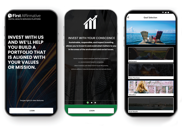 First Affirmative mobile app screens